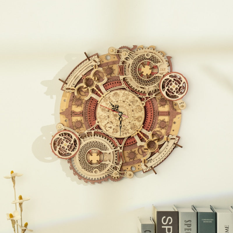 Robotime Zodiac Wall Clock Time Art 3D Wooden Puzzle Model