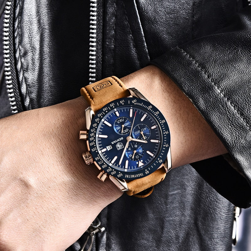 BENYAR Men Luxury Silicone Strap Waterproof Sport Quartz Chronograph Military Watch