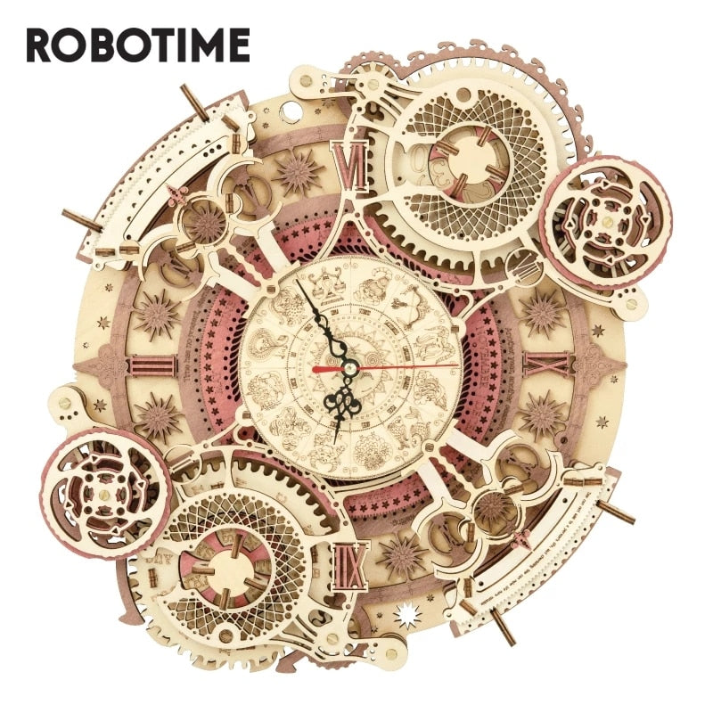 Robotime Zodiac Wall Clock Time Art 3D Wooden Puzzle Model