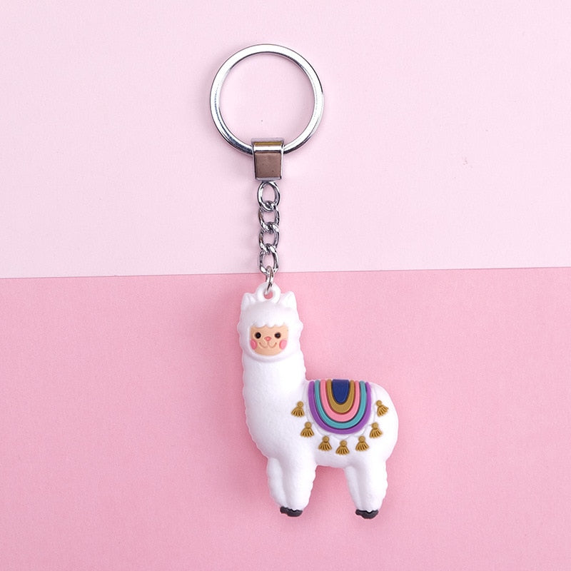 Original Cute Cartoon Lamb Alpaca keychain key ring