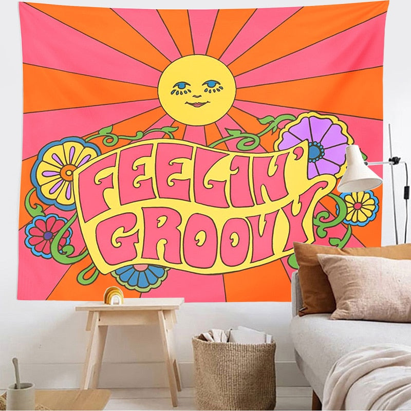 80s Aesthetic Psychedelic Wall Hanging Tapestry Living Room Bedroom Bohemian Print