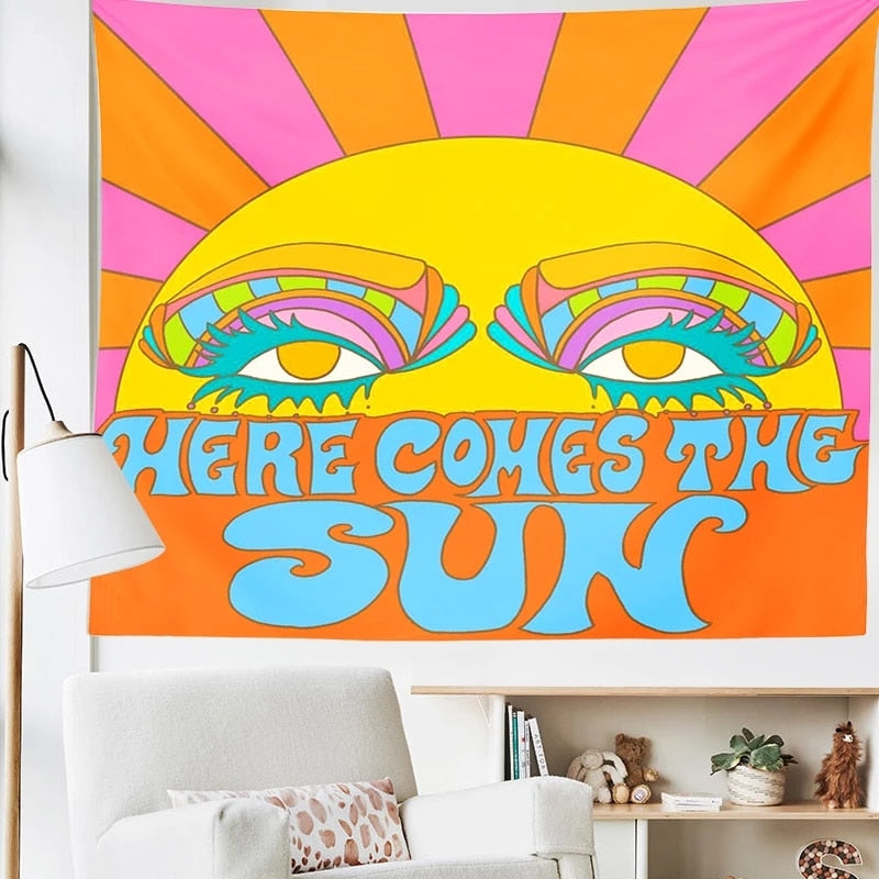 80s Aesthetic Psychedelic Wall Hanging Tapestry Living Room Bedroom Bohemian Print