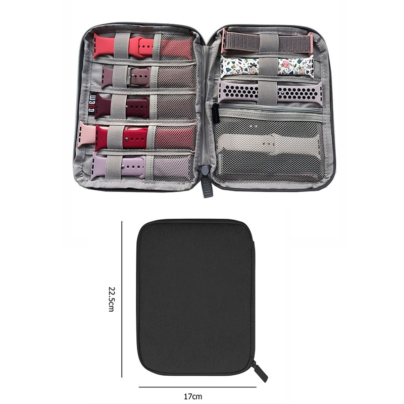 Watch Organizer Case Multifunction Portable Travel for Apple Watch Strap Band Storage Watchband Holder Case Pouch