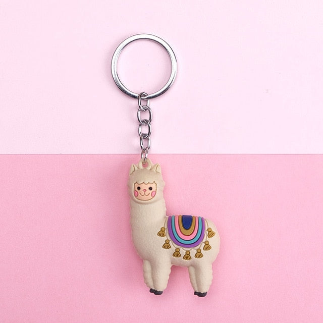 Original Cute Cartoon Lamb Alpaca keychain key ring