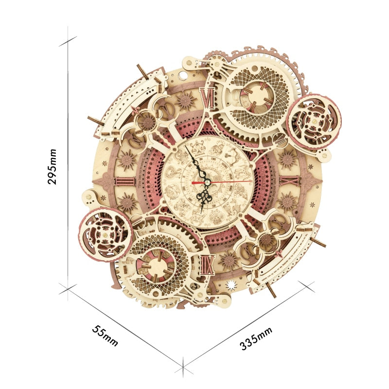 Robotime Zodiac Wall Clock Time Art 3D Wooden Puzzle Model