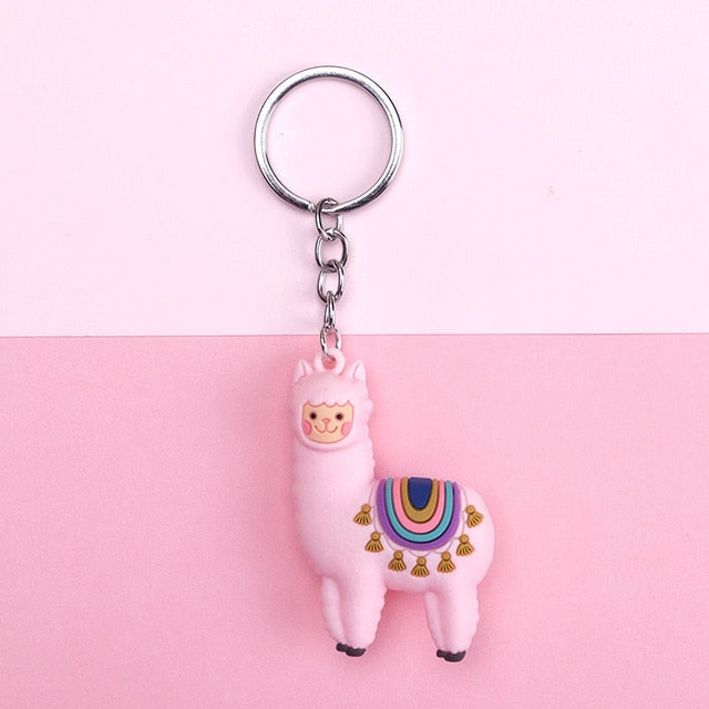 Original Cute Cartoon Lamb Alpaca keychain key ring