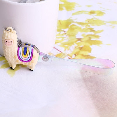 Original Cute Cartoon Lamb Alpaca keychain key ring