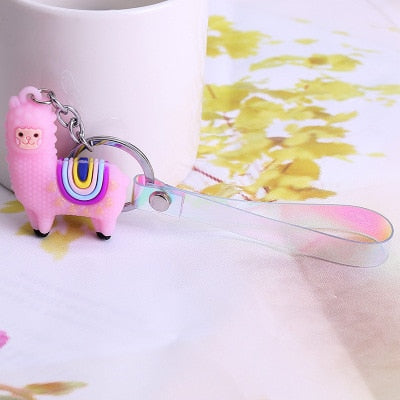 Original Cute Cartoon Lamb Alpaca keychain key ring