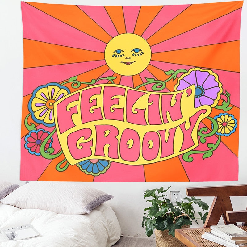 80s Aesthetic Psychedelic Wall Hanging Tapestry Living Room Bedroom Bohemian Print