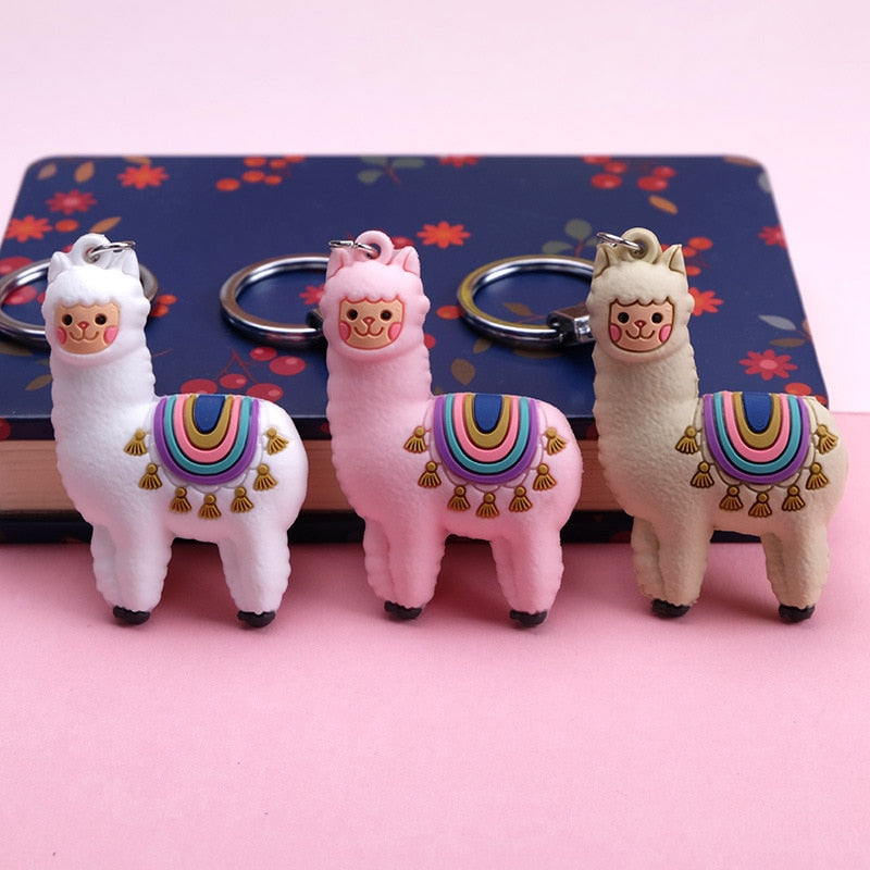 Original Cute Cartoon Lamb Alpaca keychain key ring