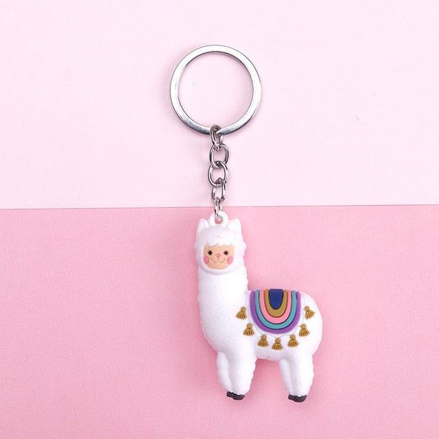 Original Cute Cartoon Lamb Alpaca keychain key ring