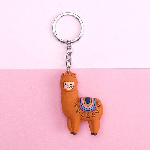 Original Cute Cartoon Lamb Alpaca keychain key ring