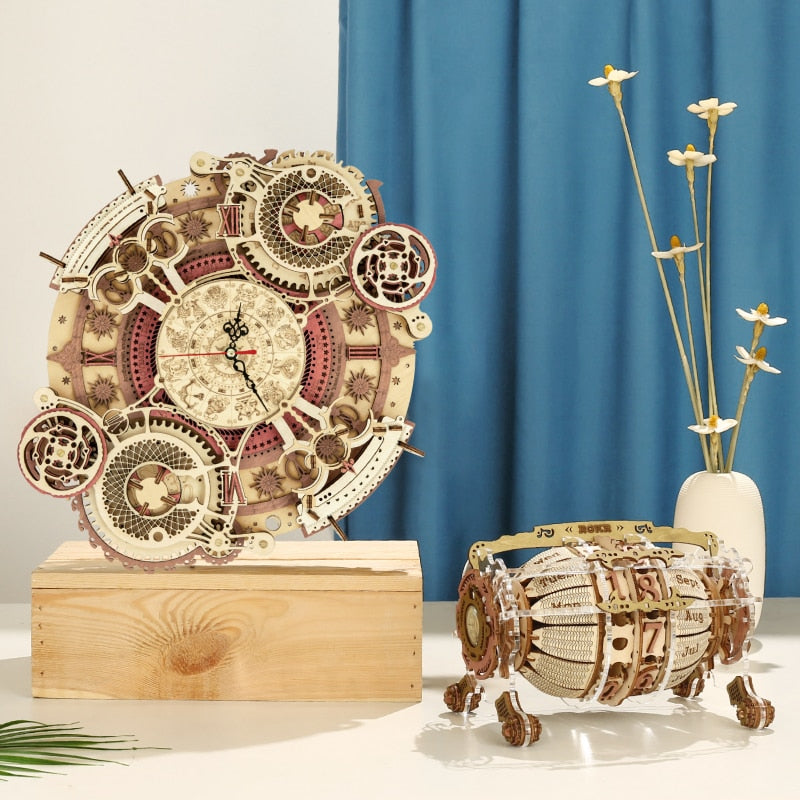 Robotime Zodiac Wall Clock Time Art 3D Wooden Puzzle Model