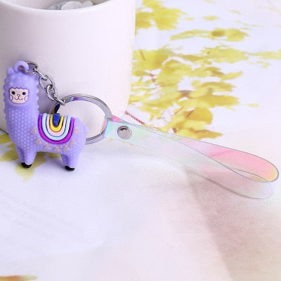 Original Cute Cartoon Lamb Alpaca keychain key ring