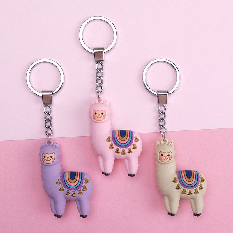 Original Cute Cartoon Lamb Alpaca keychain key ring