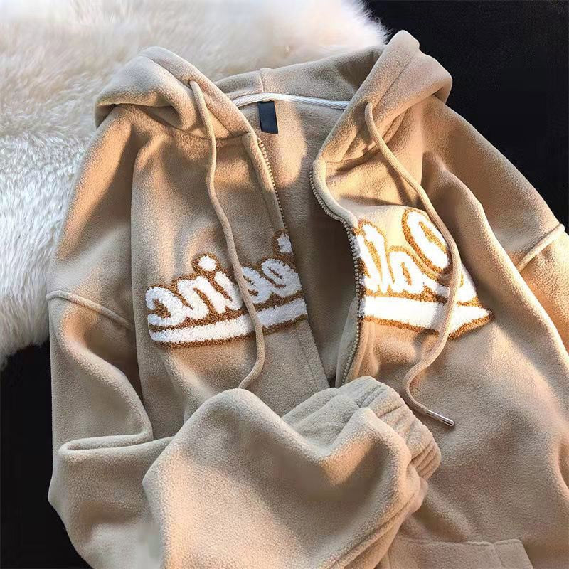 Women Hoodie Harajuku Korean Version Oversized Solid Color Zip Up Sweatshirt Female Casual Long Sleeve Pocket Hoodie